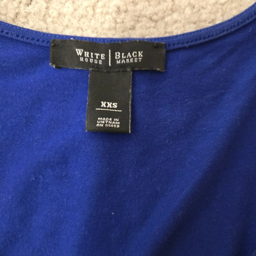 White House Black Market Royal Blue Ruffle Tank Top - Picture 2 of 2